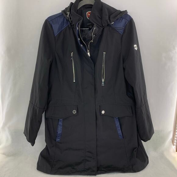 1 Madison Expedition Heritage Collection Womens Jacket Size L Black w/ Navy Trim - Picture 2 of 15